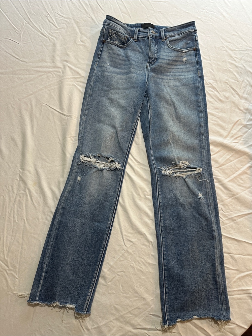 Buckle Women's Distressed Straight-Leg Jeans - Medium Blue Wash